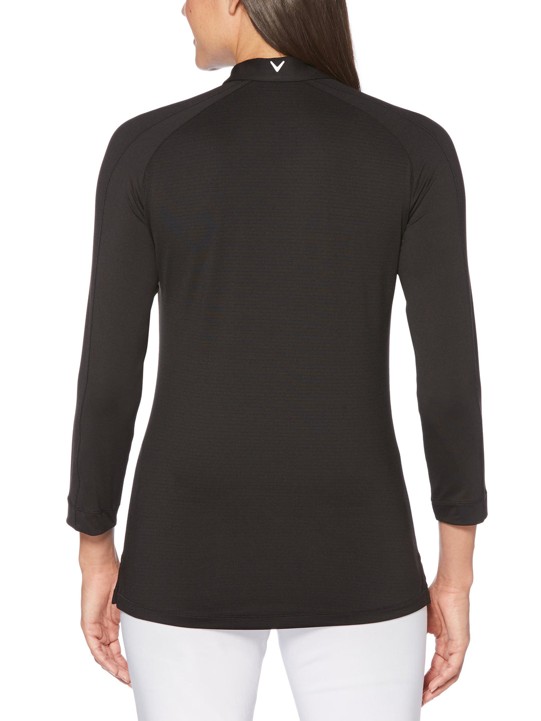 Womens 3/4 Sleeve Swing Tech Shadow Stripe Polo (Caviar) 