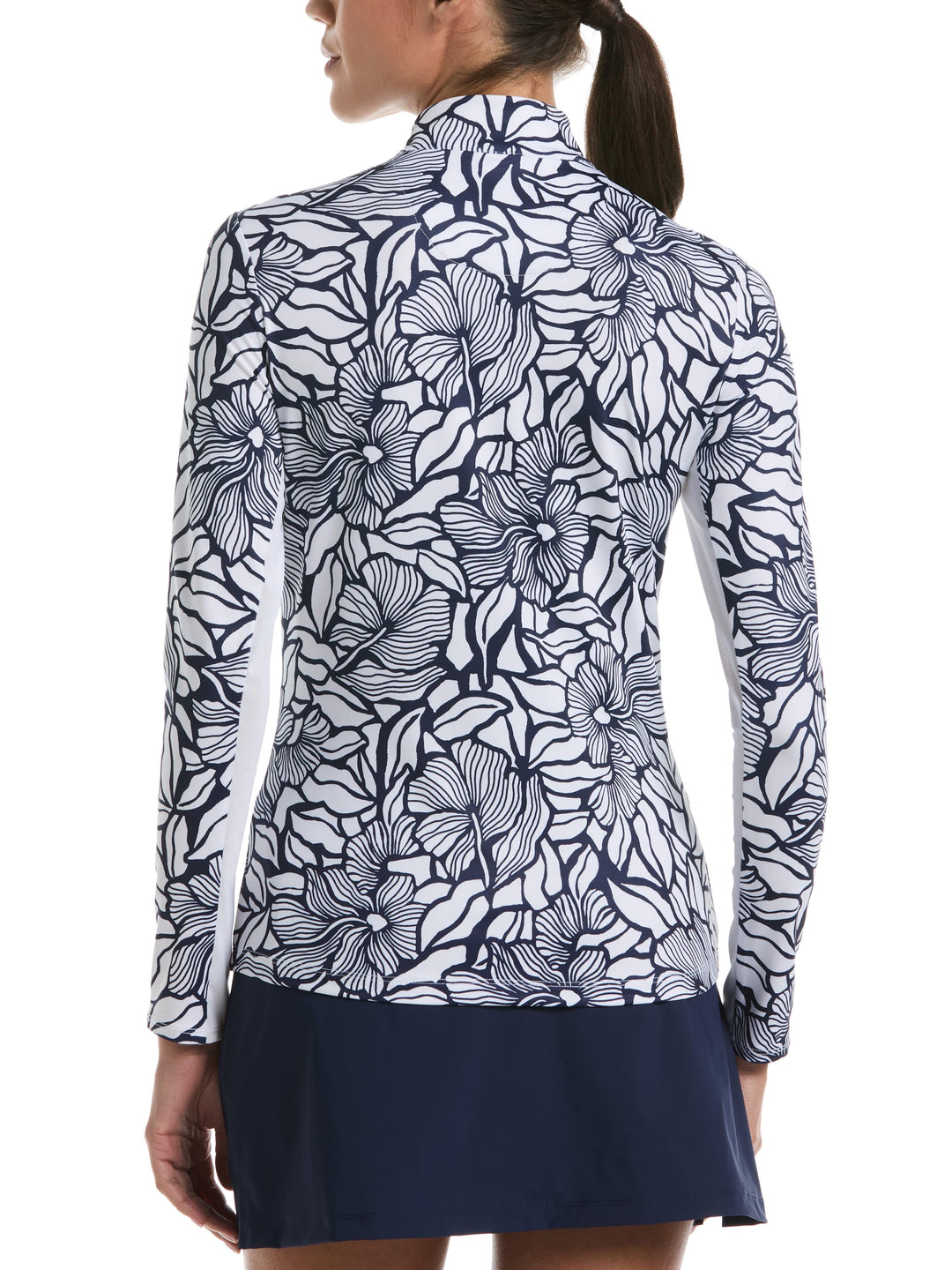 Abstract Floral Print Golf Shirt (Peacoat) 