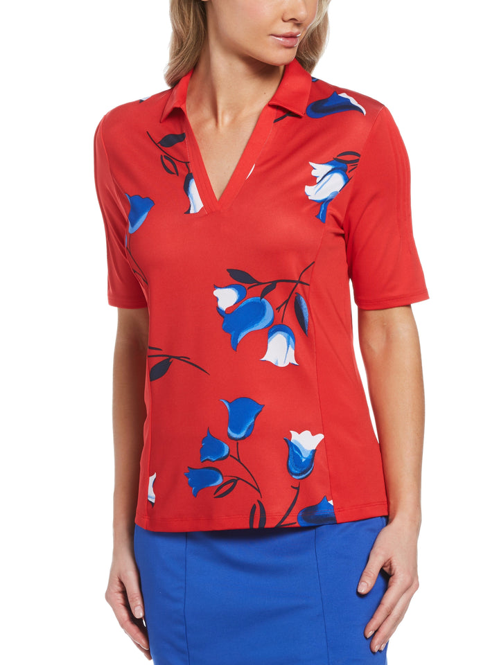 Women's Allover Floral Print Golf Polo