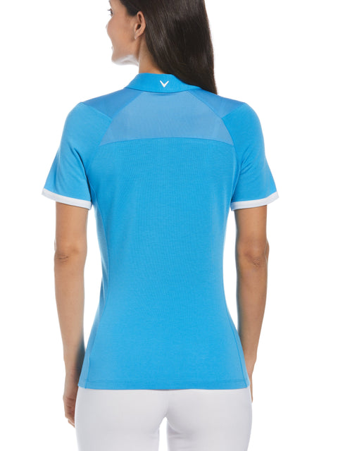 Womens Colour Block Polo (Ibiza Blue) 