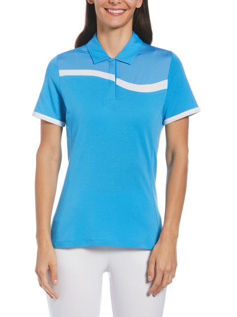 Womens Colour Block Polo (Ibiza Blue) 