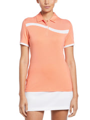 Womens Colour Block Polo (Persimmon) 