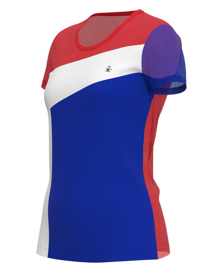 Asymmetrical Color Block Tennis Tee (Bittersweet) 