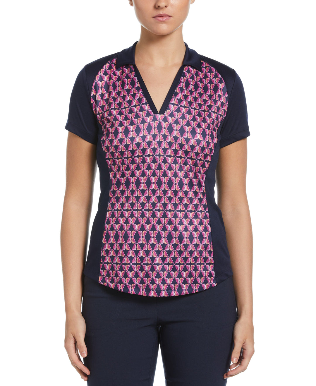 Birdie Geo Print Golf Polo (Peacoat) 