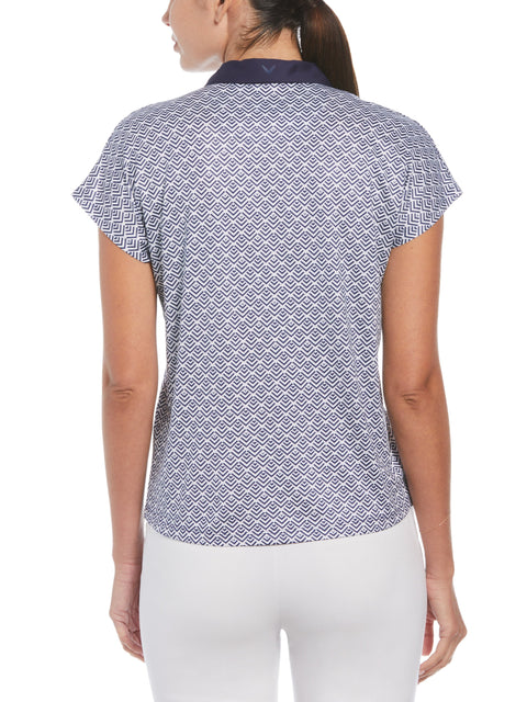 Chev Geo Printed Polo Top (Brilliant White) 