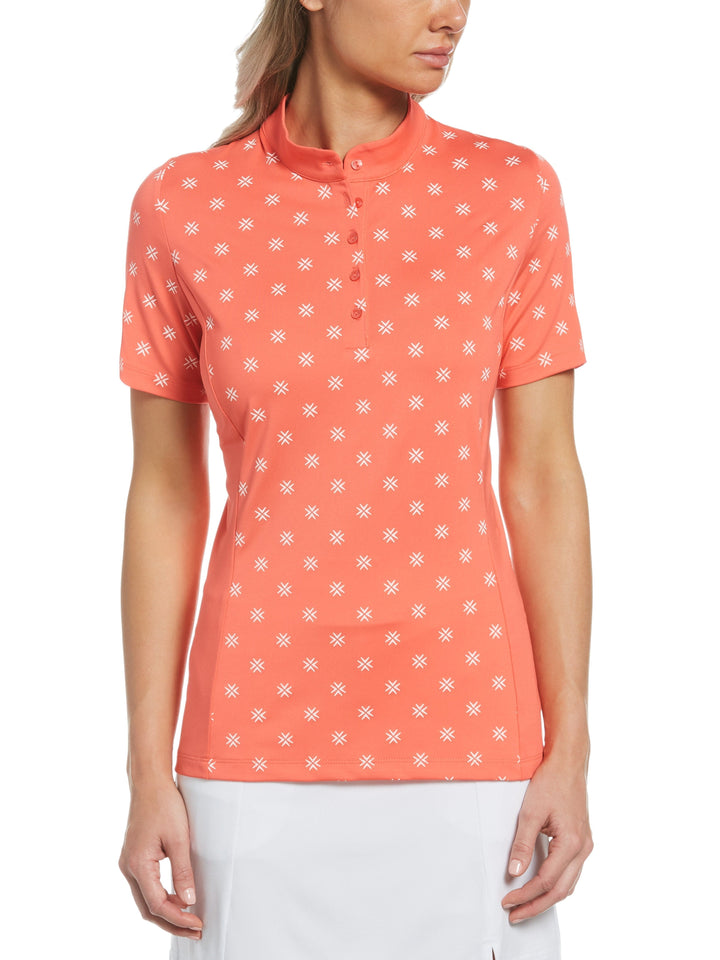 Women's Chevron Floral Print Golf Shirt