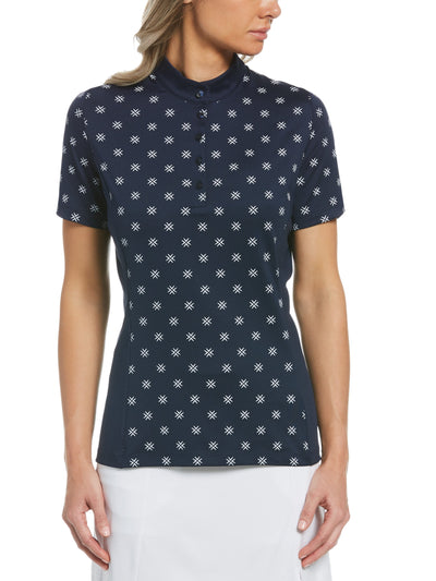 Women's Chevron Floral Print Golf Shirt