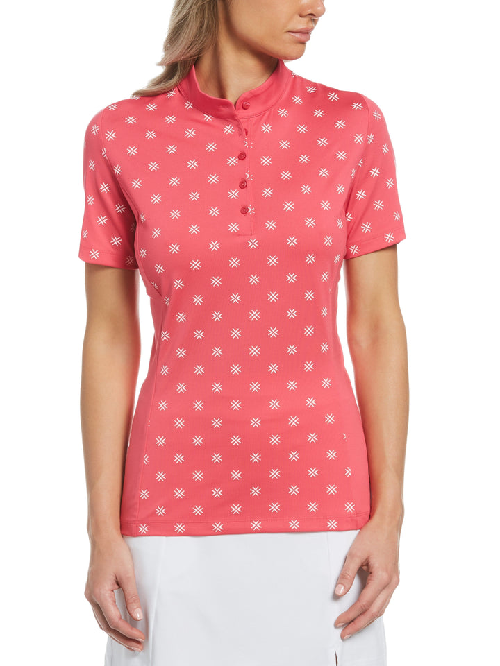 Women's Chevron Floral Print Golf Shirt