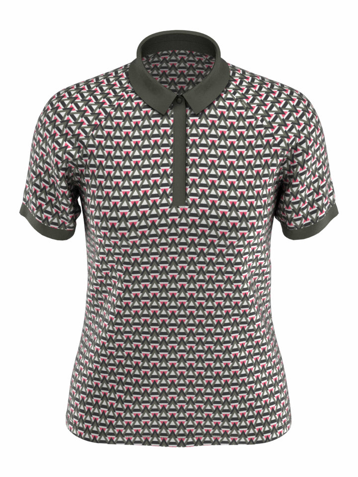 Chevron Geo Print Golf Polo (Brilliant White) 