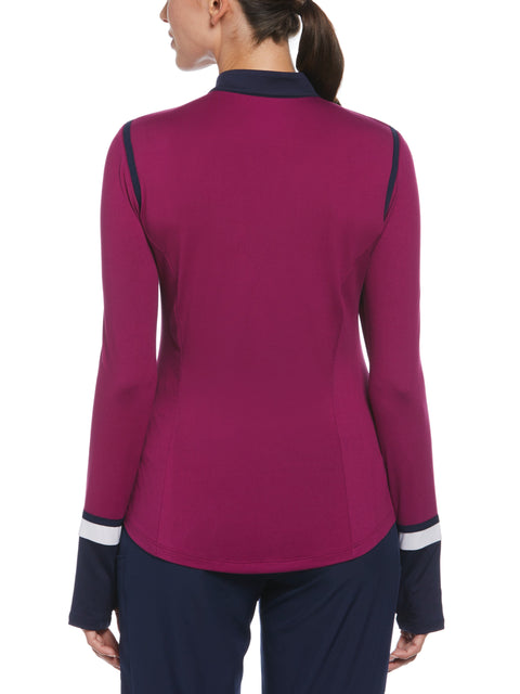 Color Block 1/4 Zip Golf Shirt (Berry Wine) 