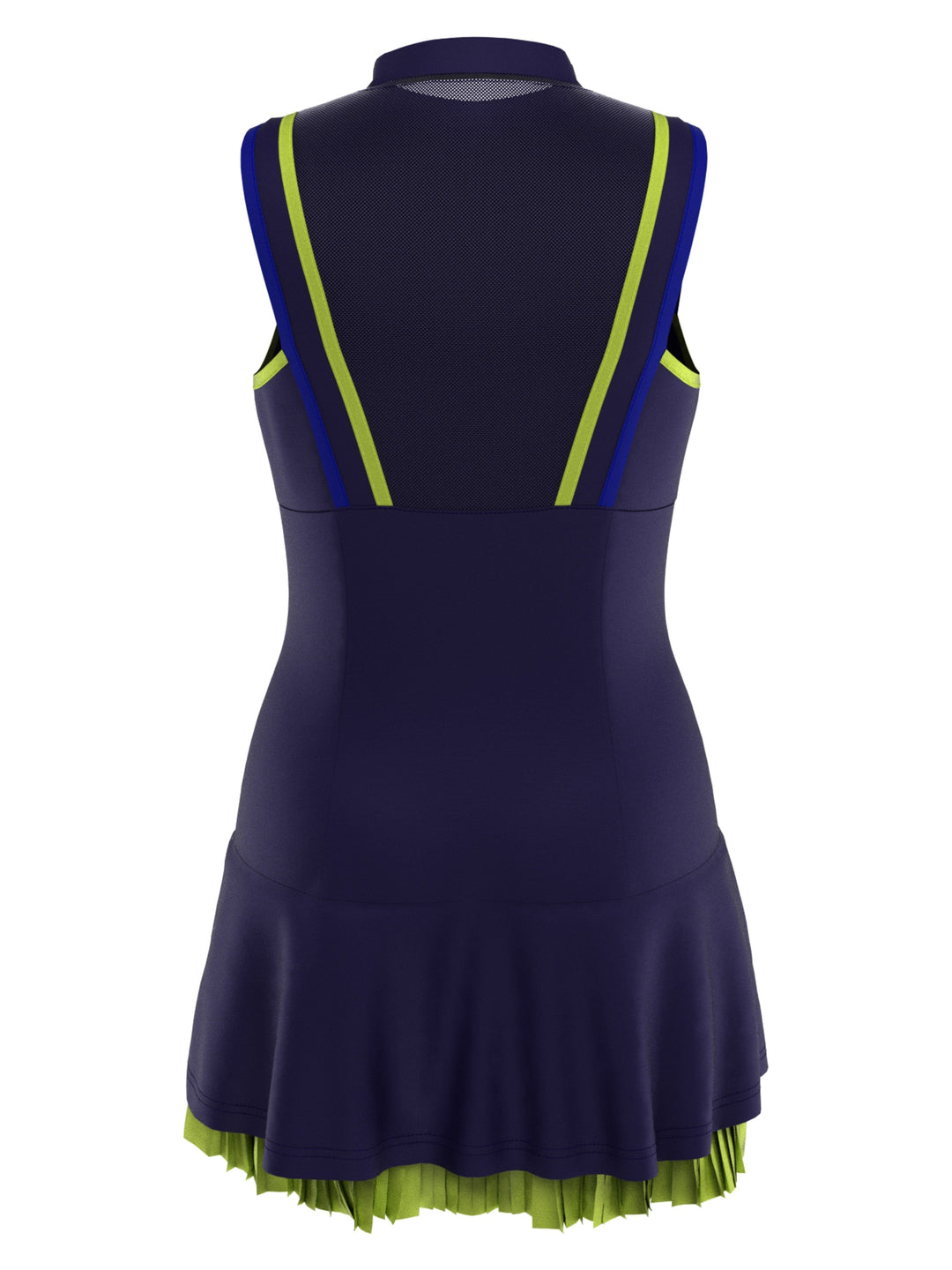 Color Block Golf Dress with Double Flounce Hem (Peacoat) 