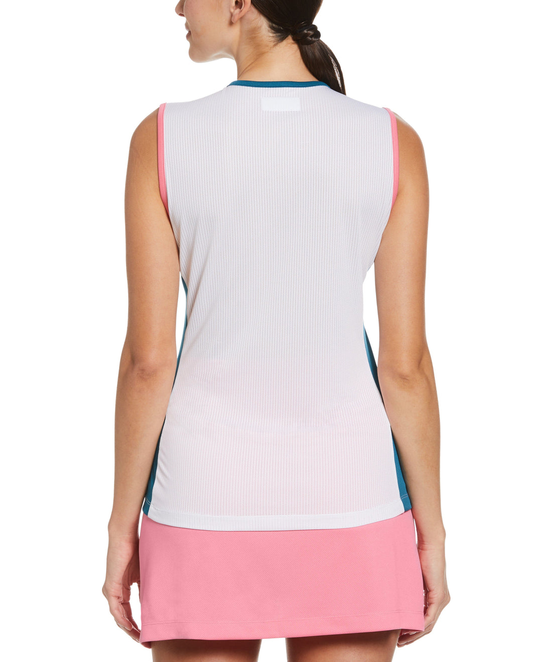 Color Block Golf Shirt with Mesh Back (Bright White) 