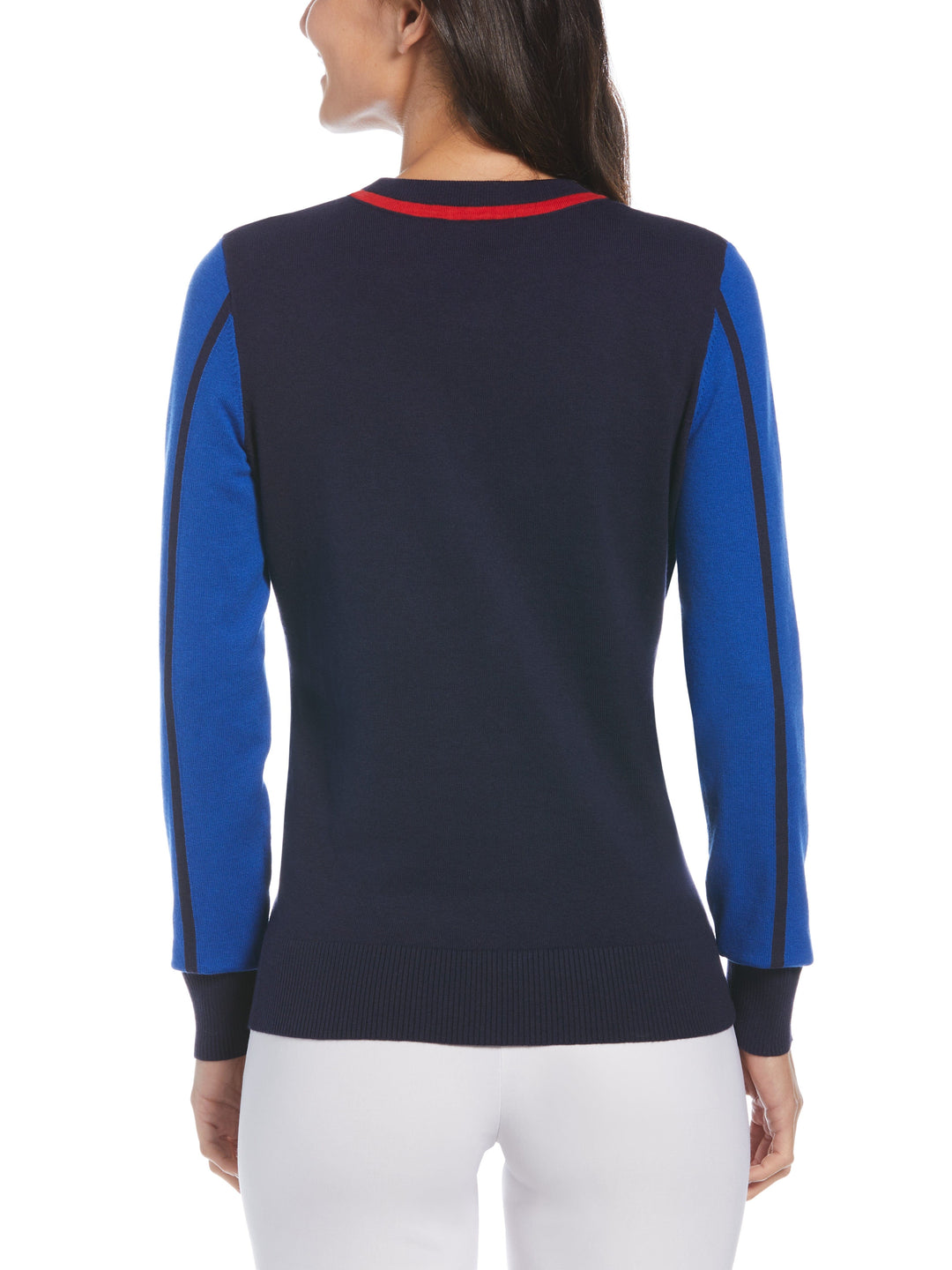 Womens Color Block Golf Sweater (Peacoat) 