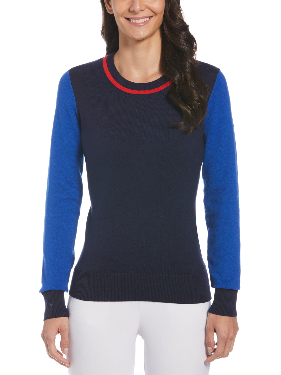 Womens Color Block Golf Sweater (Peacoat) 