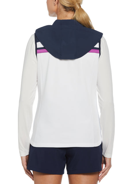 Color Block Hooded Full Zip Vest (Bright White) 