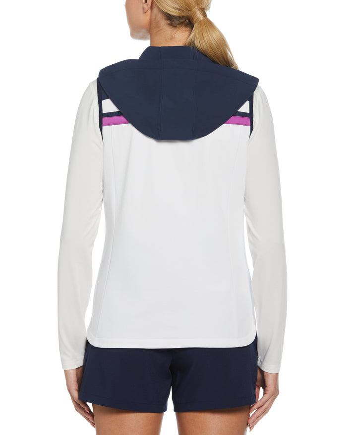 Color Block Hooded Full Zip Vest (Bright White) 