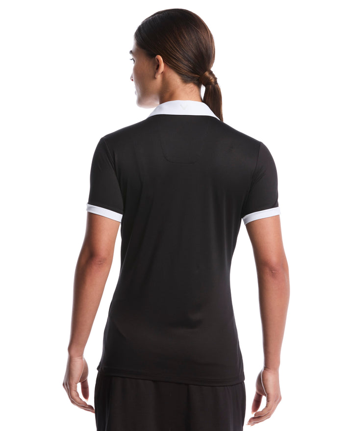 Womens Color Block Polo (Caviar) 