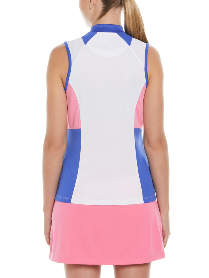 Color Block Print Golf Polo (Bright White) 