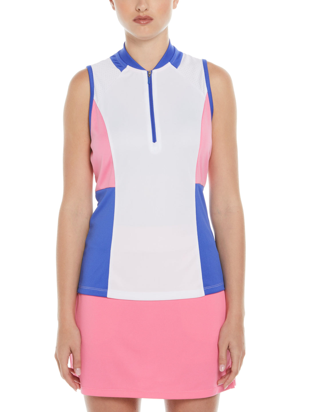 Color Block Print Golf Polo (Bright White) 