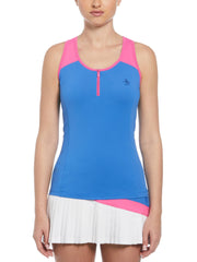 Women's Color Block Quarter Zip Tennis Tank Top