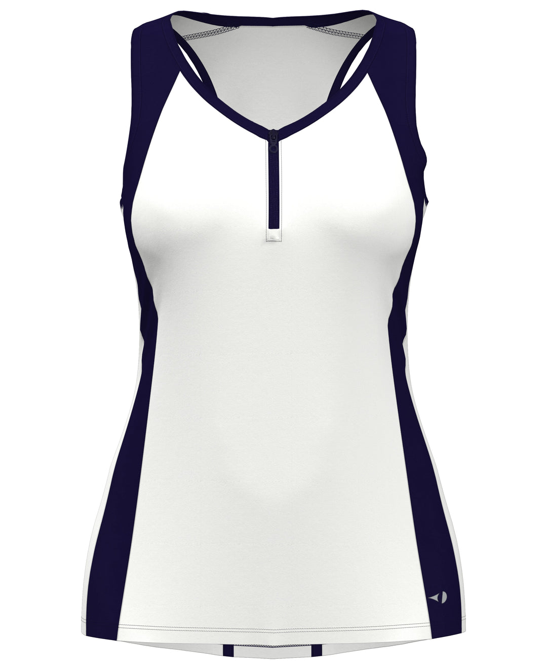 Color Block Tennis Tank Top with Zip (Brilliant White) 