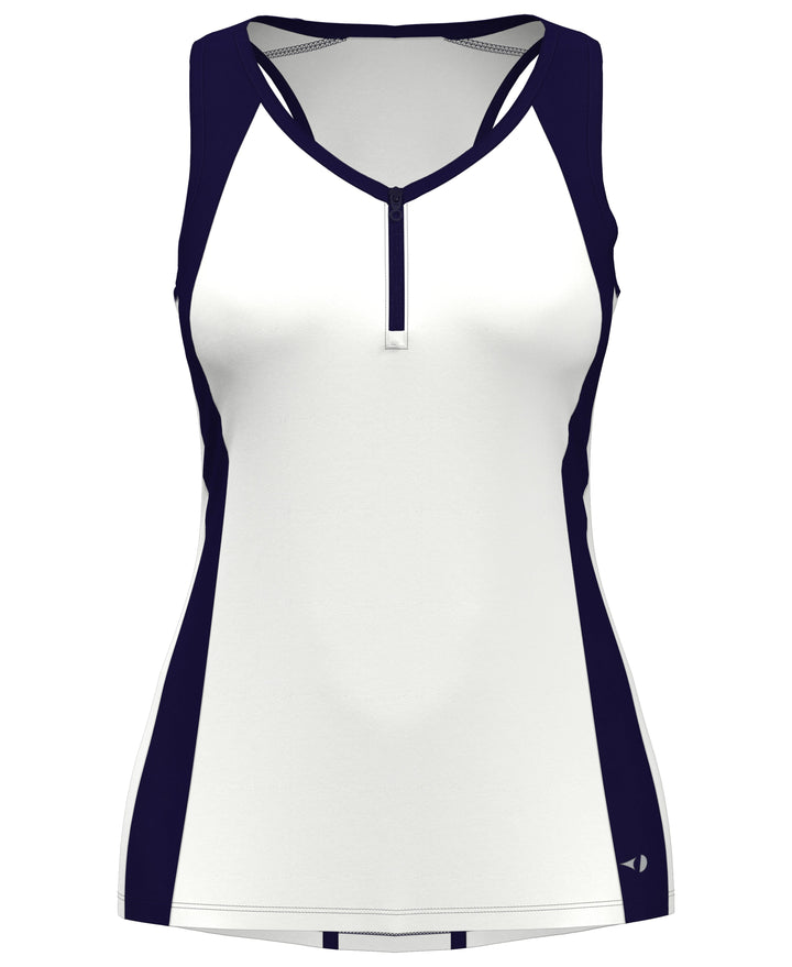 Color Block Tennis Tank Top with Zip (Brilliant White) 