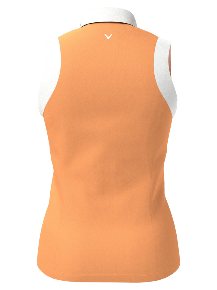 Women's Color Block V-Placket Sleeveless Golf Polo Shirt