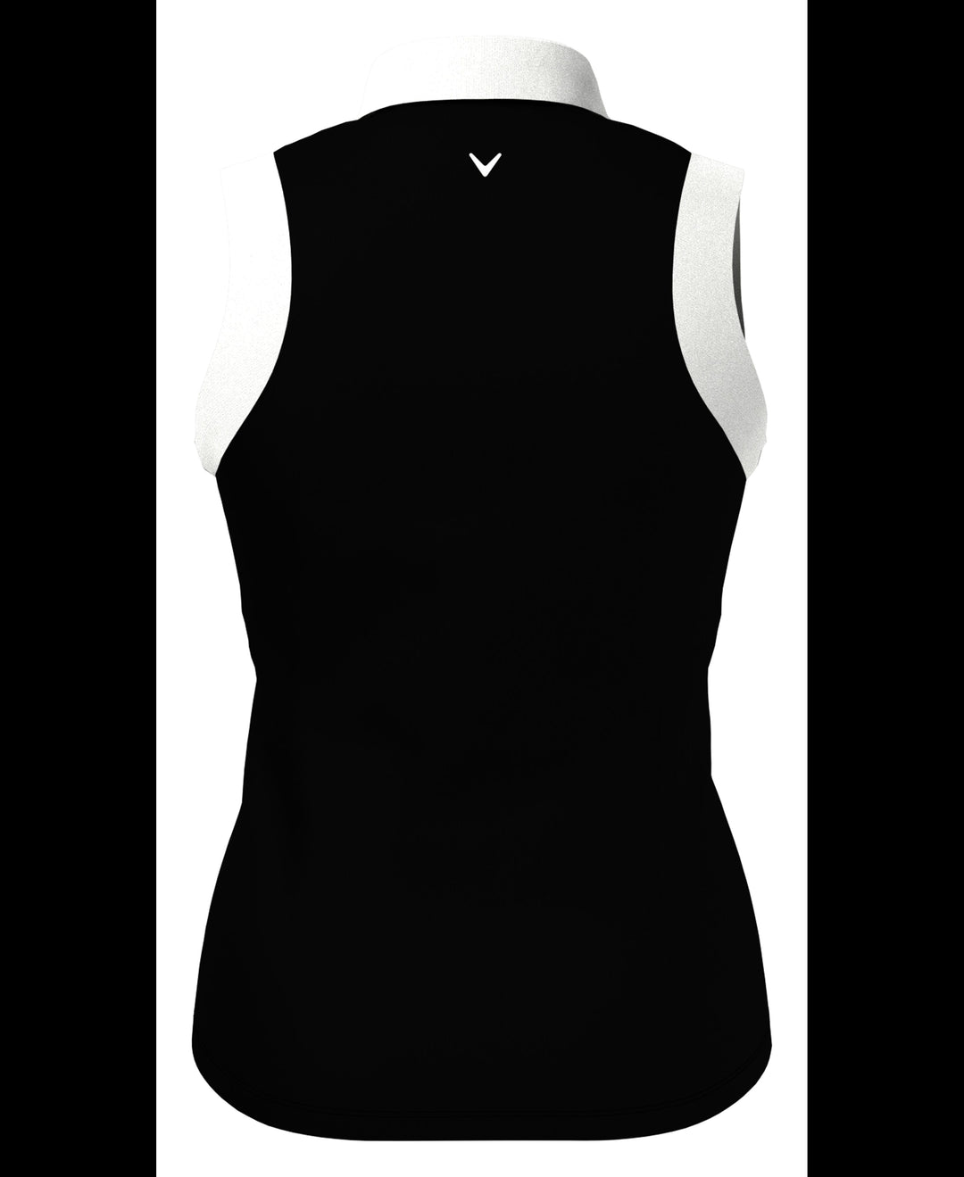 Women's Color Block V-Placket Sleeveless Golf Polo Shirt (Caviar) 