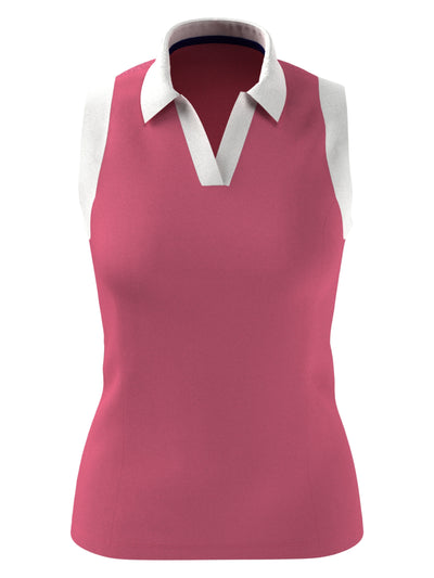 Women's Color Block V-Placket Sleeveless Golf Polo Shirt