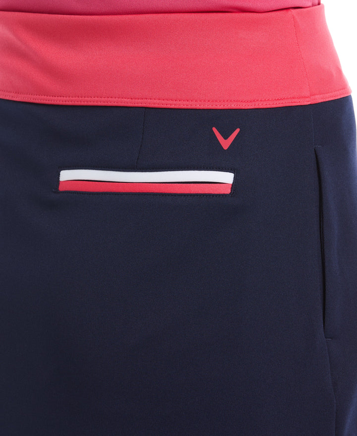 Womens Color Block Wrap Golf Skort (Peacoat) 