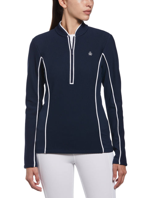 Women's Contrast Piping Quarter Zip Shirt