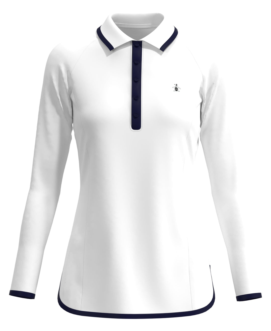 Contrast Rounded Hem Golf Polo (Bright White) 
