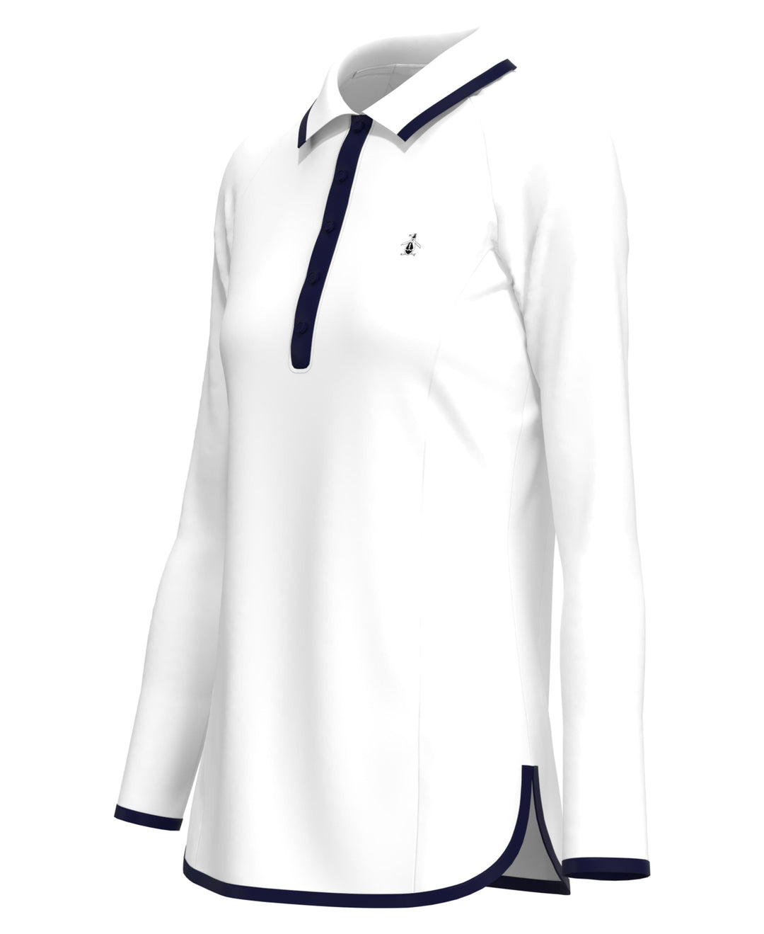 Contrast Rounded Hem Golf Polo (Bright White) 