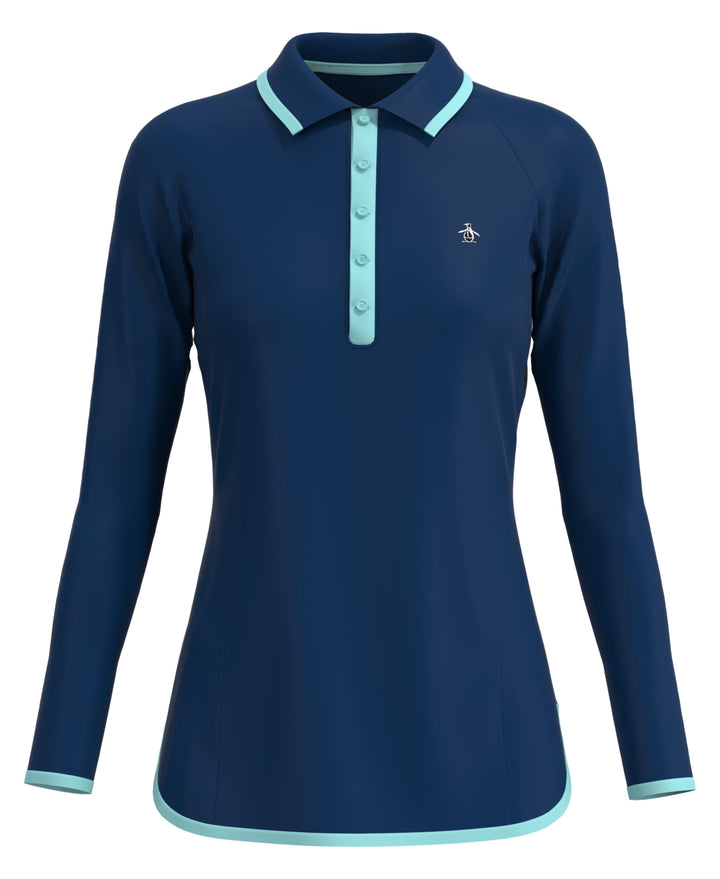 Contrast Rounded Hem Golf Polo (Blueberry Pancake) 