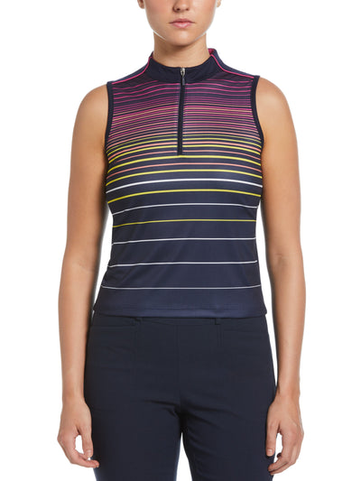 Energy Stripe Half Zip Crop Golf Shirt (Peacoat) 