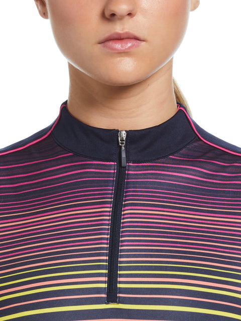 Energy Stripe Half Zip Crop Golf Shirt (Peacoat) 