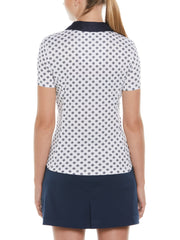 Essential Daisy Print Golf Polo (Bright White) 