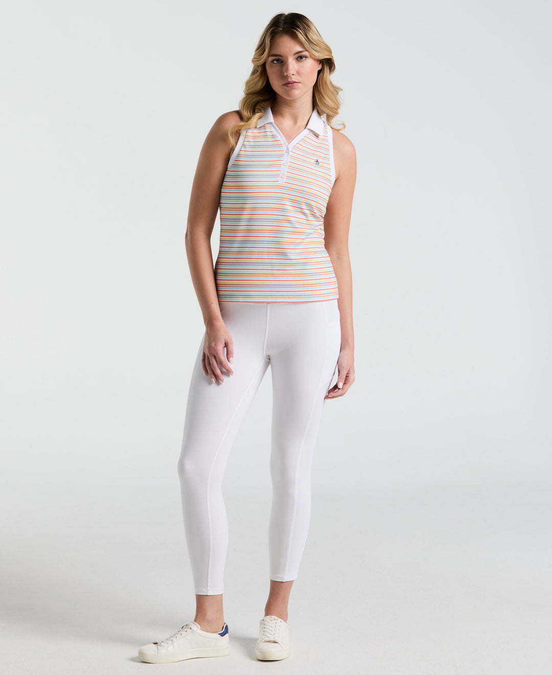 Women's Ribbed Stripe Top  (Bright White) 