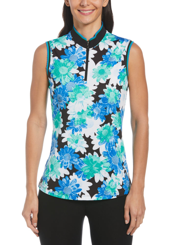 Floral Print Golf Polo (Caviar) 
