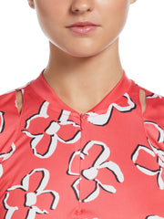 Floral Print Golf Polo (Paradise Pink) 