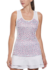 Floral Print Tennis Tank Top (Brilliant White) 