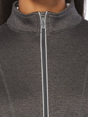 Womens Full Zip Thermal Mock Pullover (Castlerock Heather) 