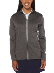 Womens Full Zip Thermal Mock Pullover (Castlerock Heather) 