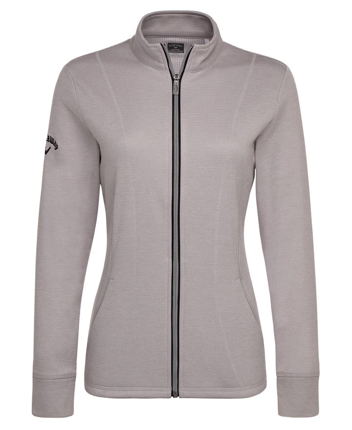 Womens Full Zip Thermal Mock Pullover (High Rise Heather) 