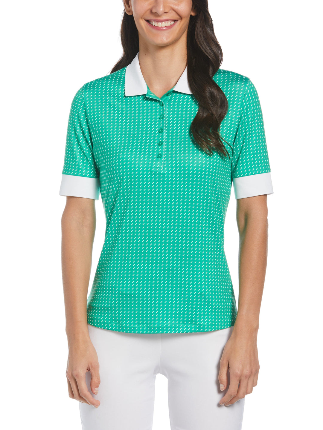 Geo Print Golf Polo (Bright Green) 