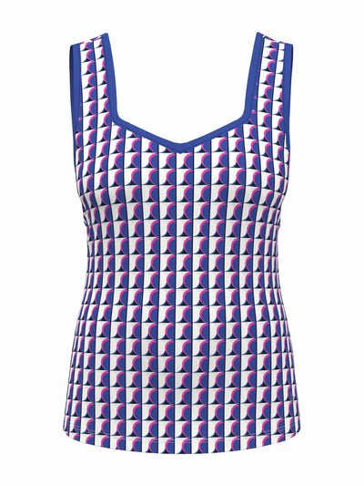 Women's Geo Print Sweetheart Neckline Tennis Tank Top