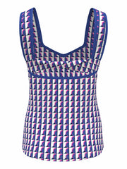 Women's Geo Print Sweetheart Neckline Tennis Tank Top