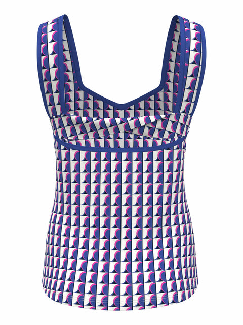 Women's Geo Print Sweetheart Neckline Tennis Tank Top