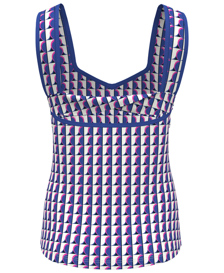 Geo Print Sweetheart Neckline Tennis Tank Top (Nebulas Blue) 