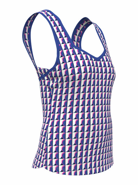 Women's Geo Print Sweetheart Neckline Tennis Tank Top